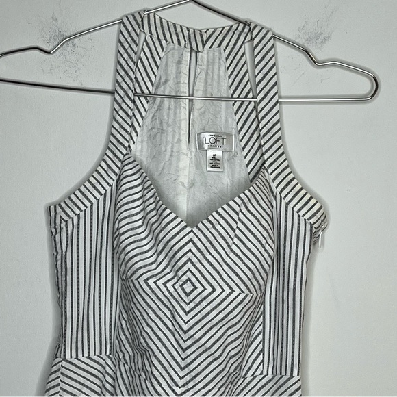 Loft Geometric Stripes Sleeveless High Neck Dress 100% Cotton Preppy Tennis Prep - Picture 4 of 11